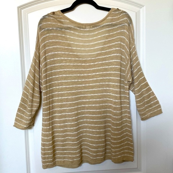 J.Jill Linen Blend Sweater Womens L Lightweight Oversized Boxy Striped Coastal - Picture 2 of 8